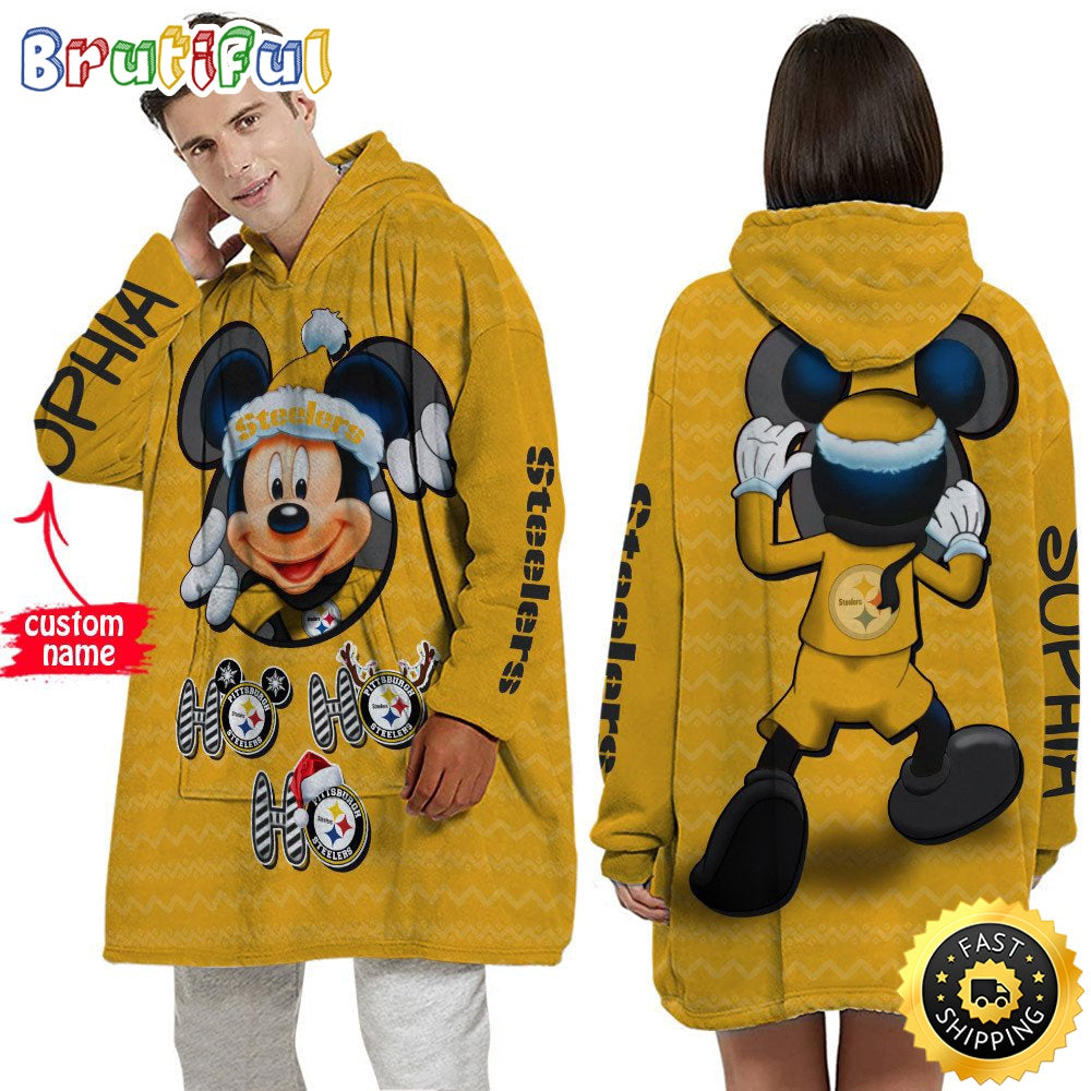 Personalized NFL Pittsburgh Steelers Blanket Hoodie Mickey Unisex Hoodie