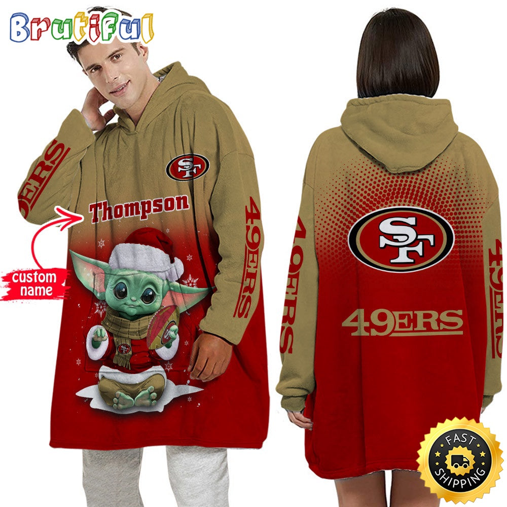 Personalized NFL San Francisco 49ers Blanket Hoodie Baby Yoda Lover Unisex Hoodie