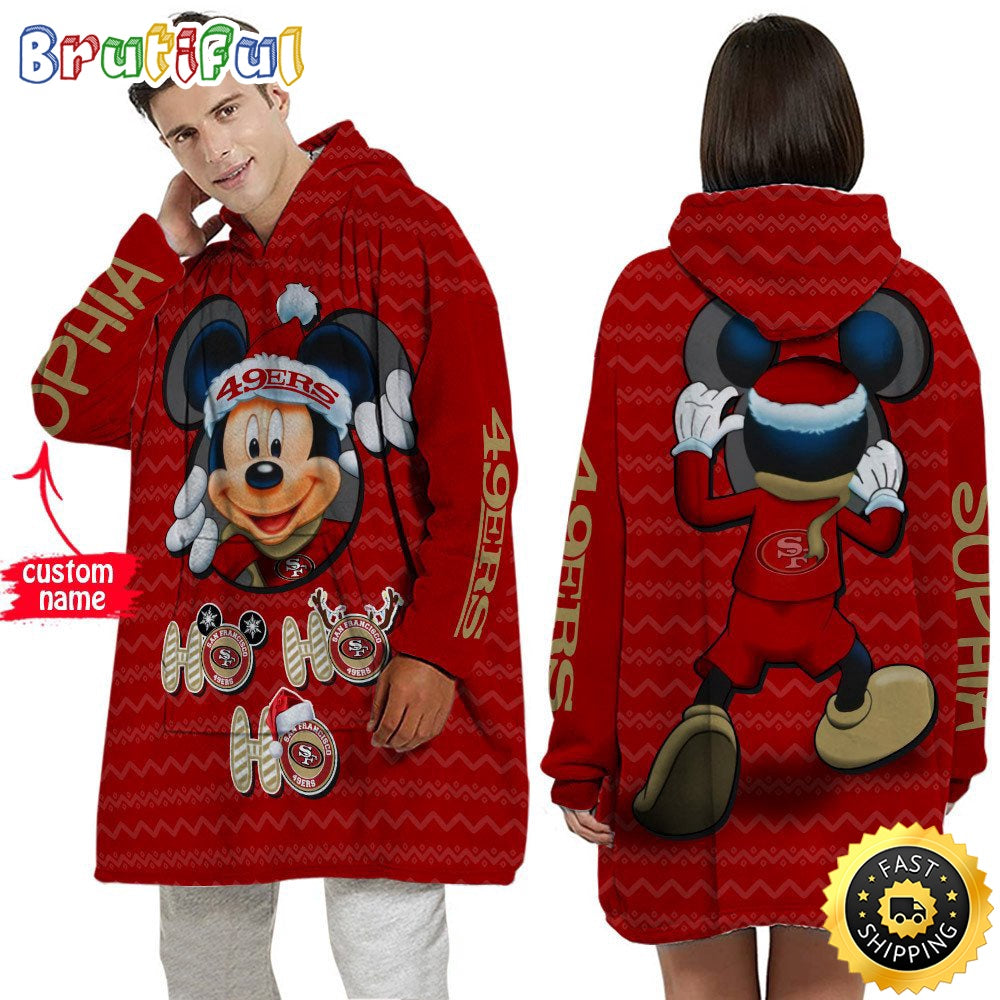 Personalized NFL San Francisco 49ers Blanket Hoodie Mickey Unisex Hoodie