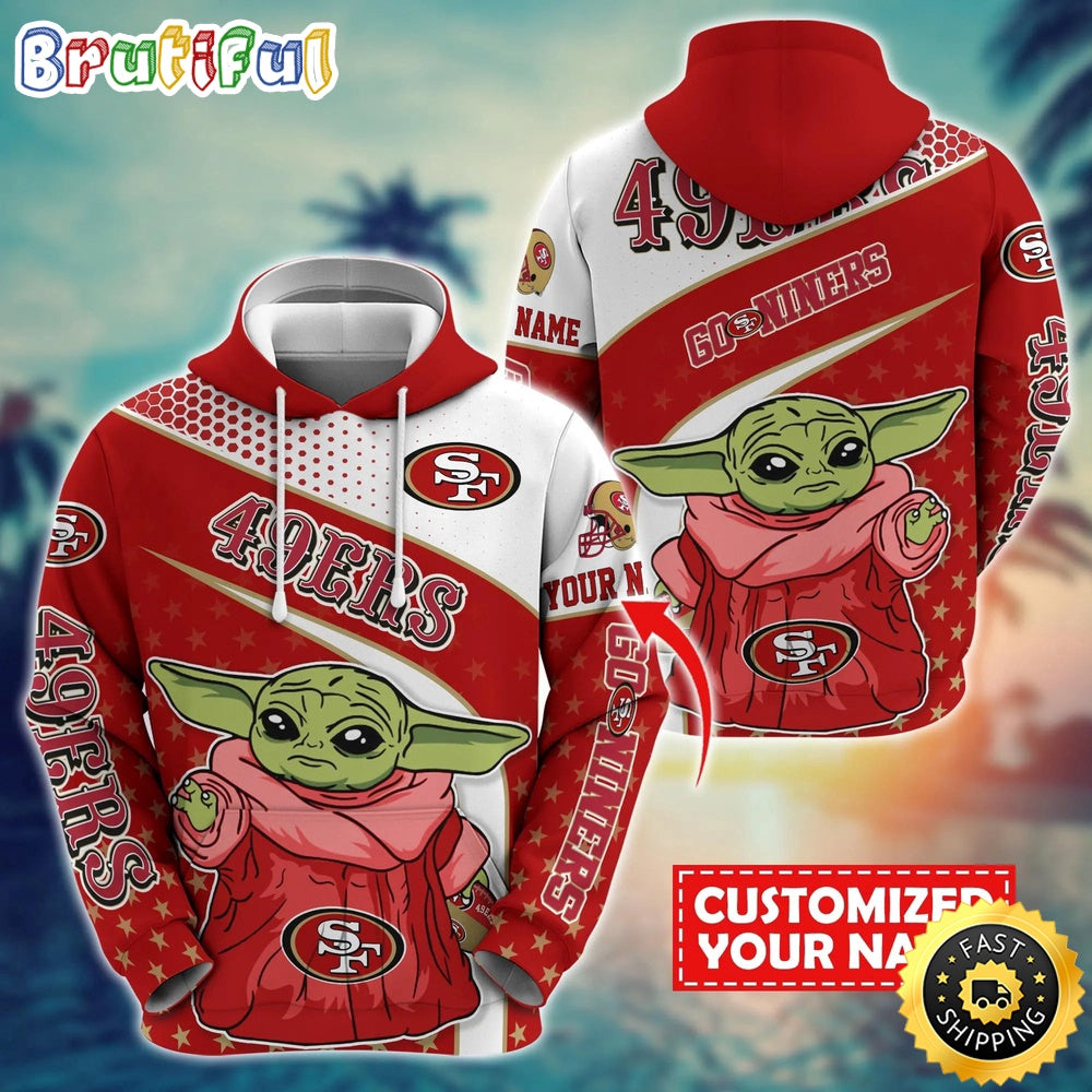 Personalized NFL San Francisco 49ers Hoodie Baby Yoda All Over Print Hoodie
