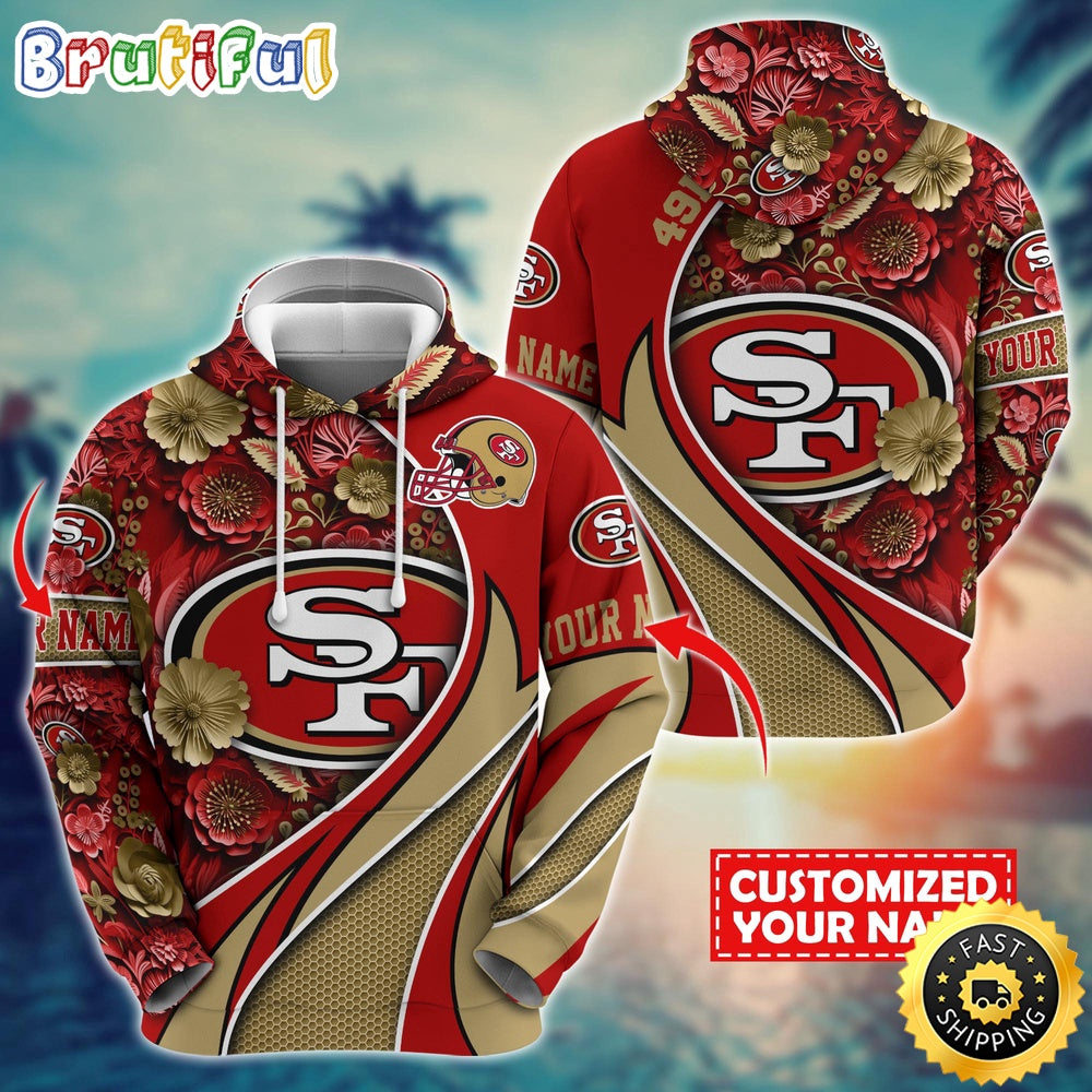 Personalized NFL San Francisco 49ers Hoodie Flower Print 3D Hoodie