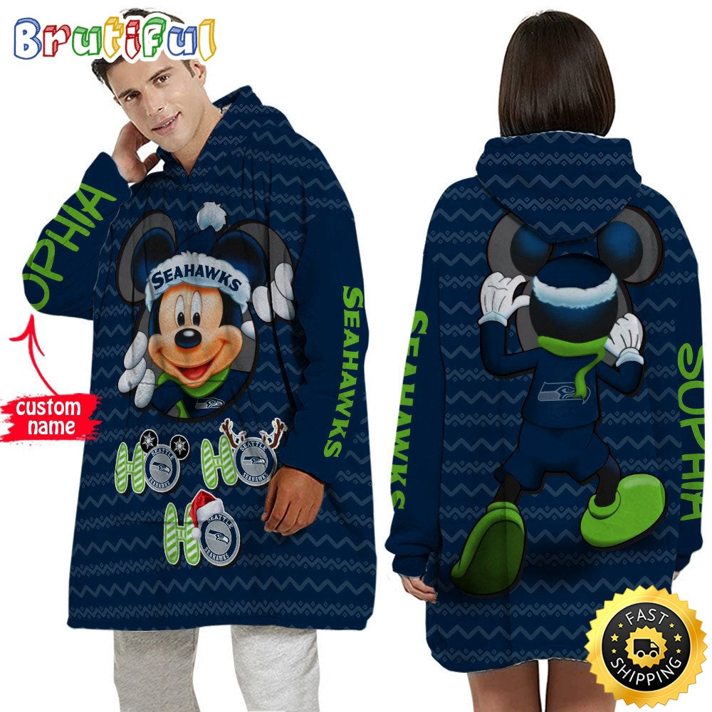 Personalized NFL Seattle Seahawks Blanket Hoodie Mickey Unisex Hoodie