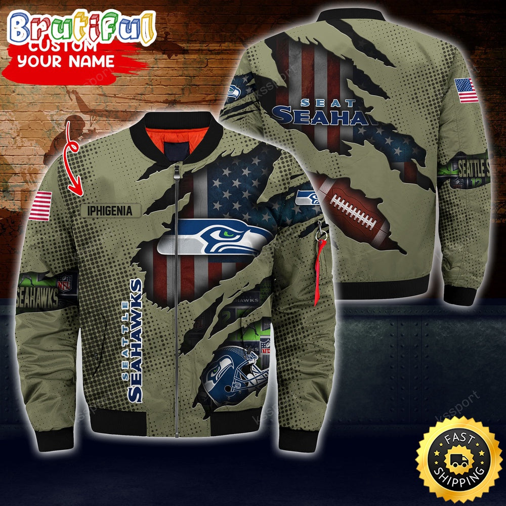 Personalized NFL Seattle Seahawks Bomber Jacket Iconic Bomber Look