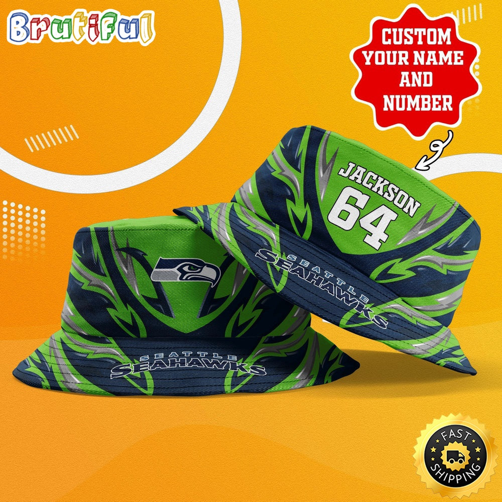 Personalized NFL Seattle Seahawks Bucket Hat Sport NFL Bucket Hat