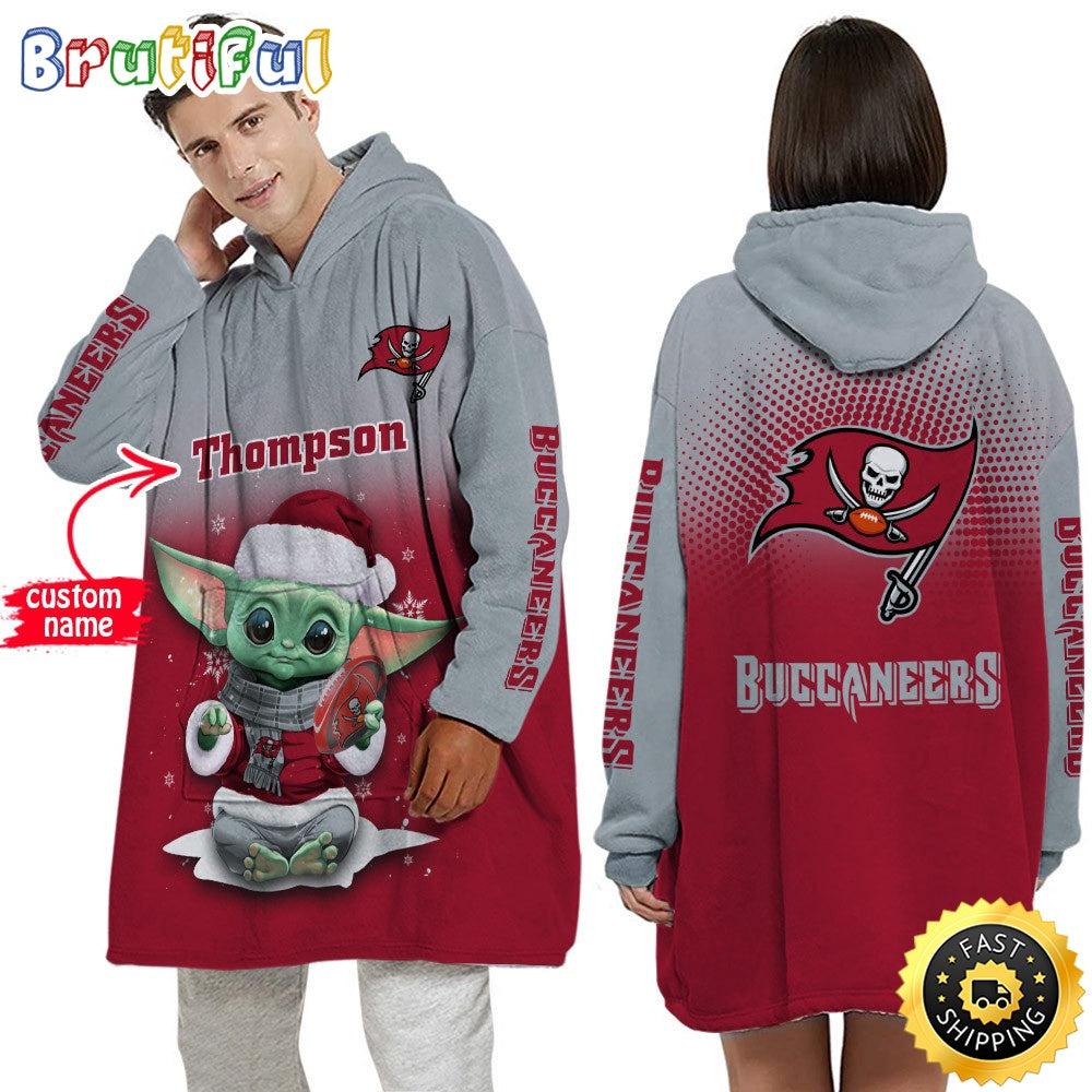 Personalized NFL Tampa Bay Buccaneers Blanket Hoodie Baby Yoda Lover Unisex Hoodie