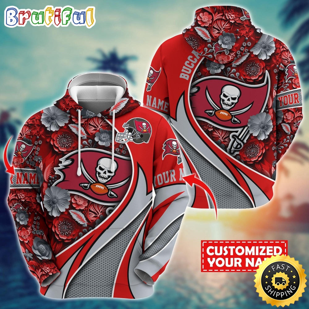 Personalized NFL Tampa Bay Buccaneers Hoodie Flower Print 3D Hoodie