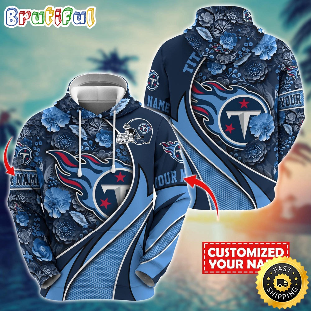 Personalized NFL Tennessee Titans Hoodie Flower Print 3D Hoodie
