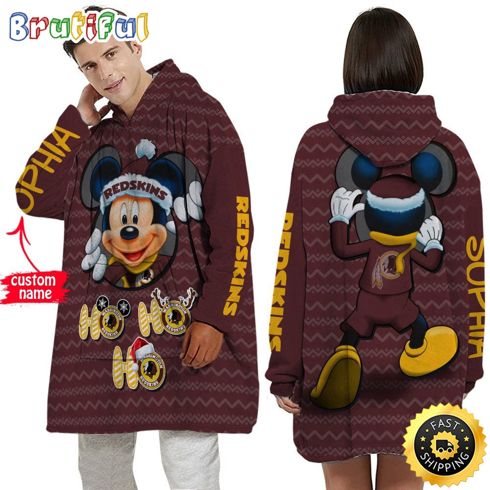Personalized NFL Washington Commanders Blanket Hoodie Mickey Unisex Hoodie
