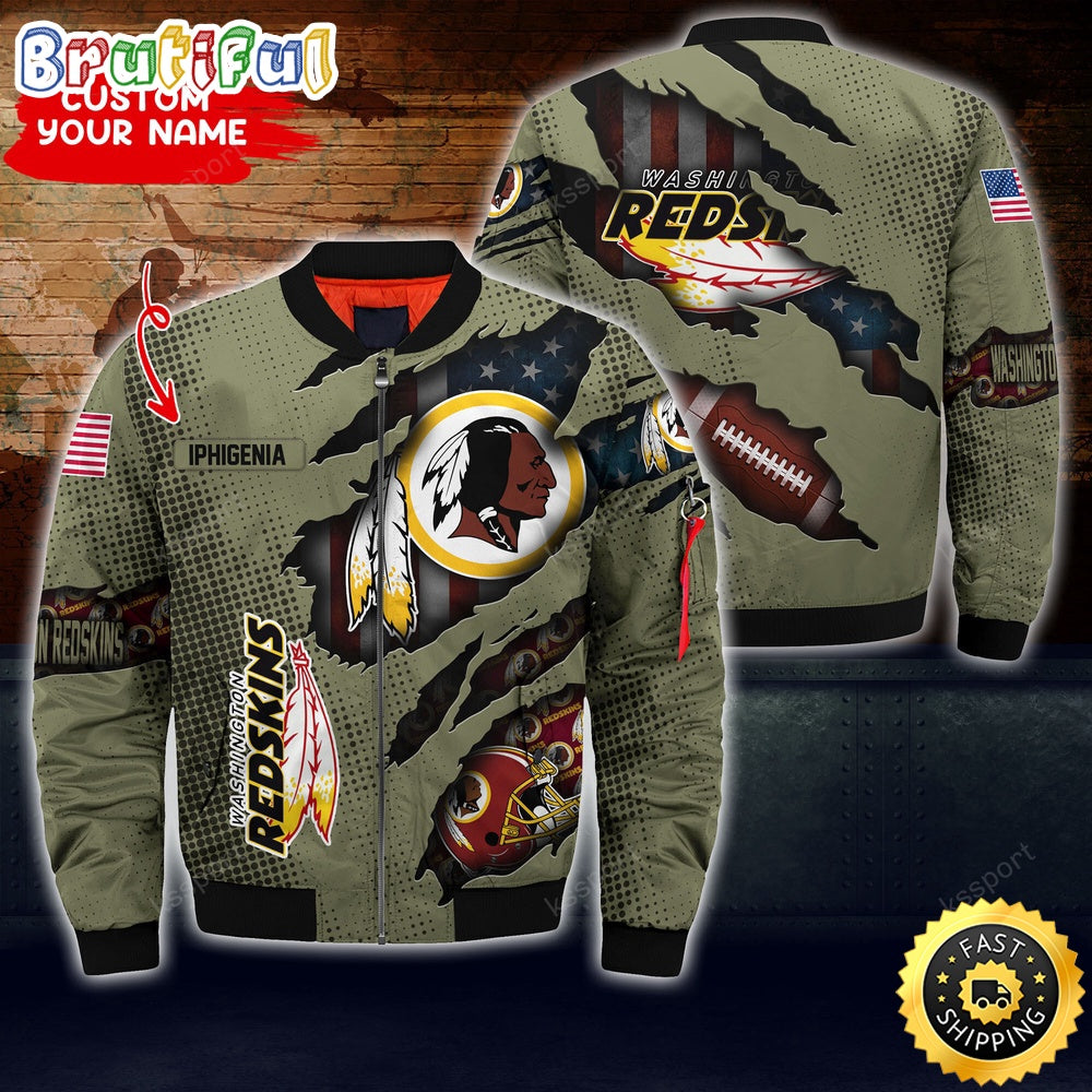 Personalized NFL Washington Commanders Bomber Jacket Iconic Bomber Look