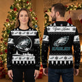 Personalized Philadelphia Eagles Moon Logo Custom Name Ugly Christmas Sweater