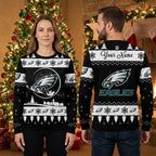 Personalized Philadelphia Eagles Moon Logo Custom Name Ugly Christmas Sweater