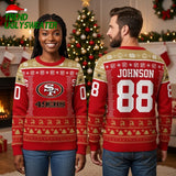 Personalized San Francisco 49ers Logo Custom Name And Number Ugly Christmas Sweater
