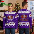 Personalized San Francisco 49ers Snowflake Logo Custom Name Ugly Christmas Sweater