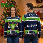 Personalized Seattle Seahawks Football Player Custom Name And Number Ugly Christmas Sweater