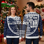 Personalized Seattle Seahawks Logo Snowflake Pattern Custom Name Ugly Christmas Sweater