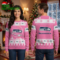 Personalized Seattle Seahawks Santa Sleigh Custom Name Ugly Christmas Sweater