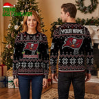 Personalized Tampa Bay Buccaneers Skull Pirate Flag Custom Name Ugly Christmas Sweater