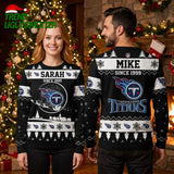 Personalized Tennessee Titans Logo Snowflake Custom Name Ugly Christmas Sweater