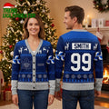 Personalized Toronto Maple Leafs Reindeer Pattern Custom Name And Number Blue Ugly Christmas Sweater
