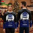 Personalized Toronto Maple Leafs Santa Sleigh Custom Name Ugly Christmas Sweater
