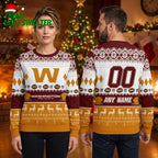Personalized Washington Football Team Playing Field Custom Name And Number Ugly Christmas Sweater