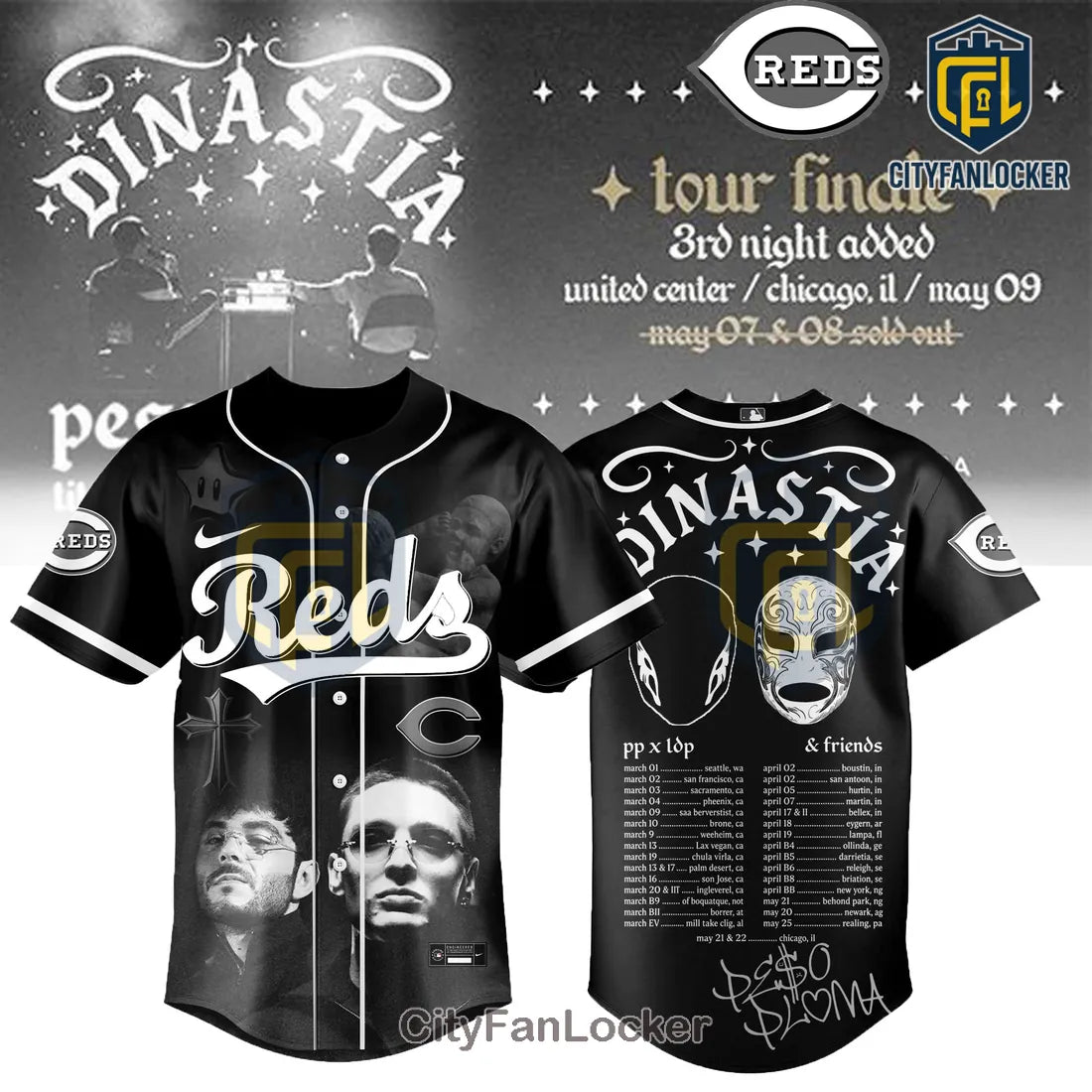 Peso Pluma Dinastía Tour 2026 Reds Limited Edition Baseball Jersey
