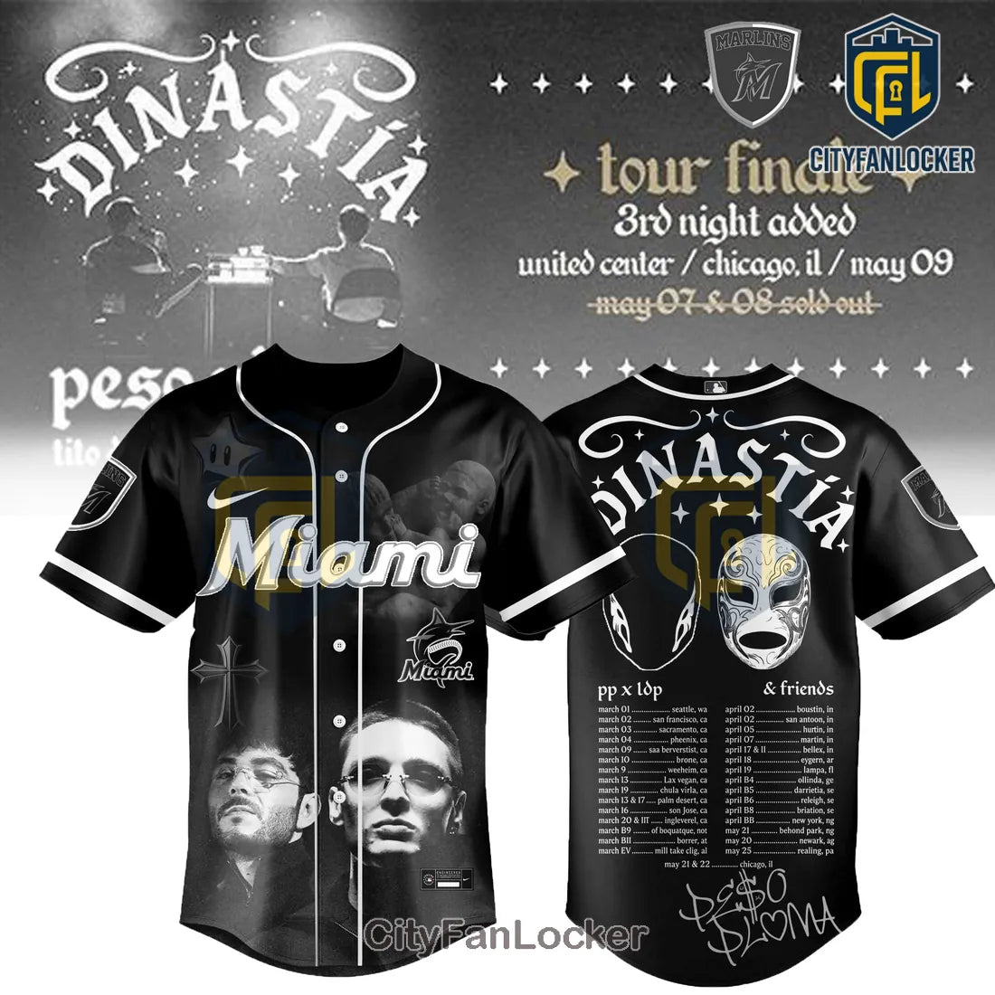 Peso Pluma Dinastia Tour Miami Marlins Limited Edition Baseball Jersey