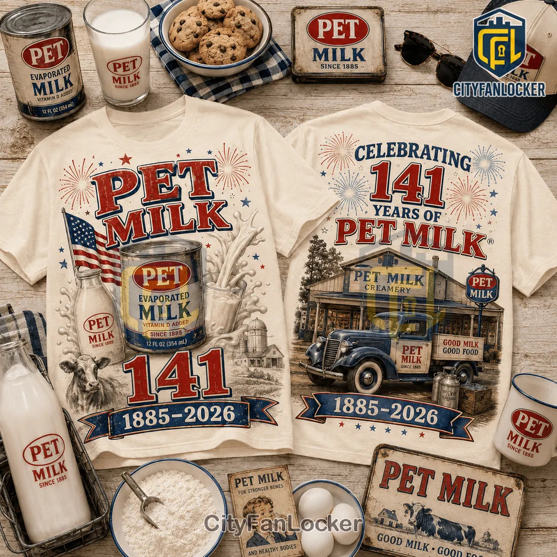 Pet Milk 141 Years Anniversary Vintage Cream T-Shirt