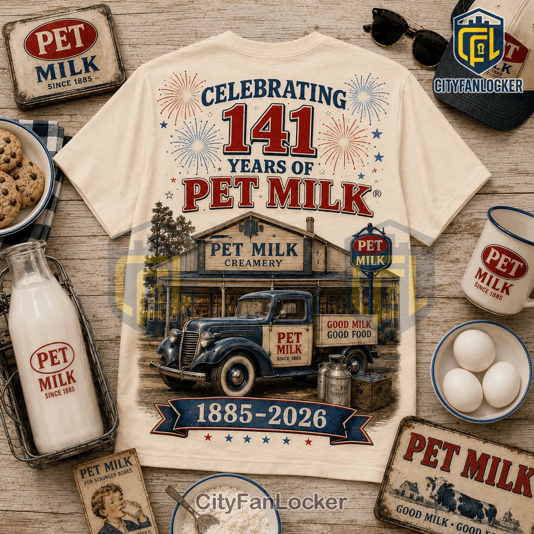 Pet Milk 141 Years Anniversary Vintage Cream T-Shirt