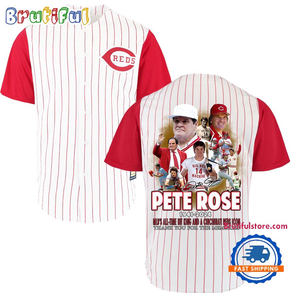 Pete Rose 1941-2024 MLB’S All Time Hit King And A Cincinnati Reds Icon Baseball Jersey