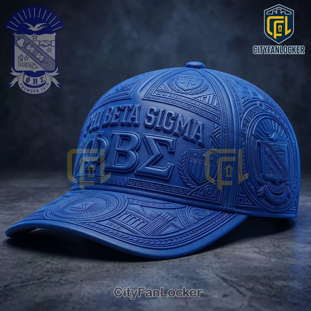 Phi Beta Sigma 1914 3D Embossed Leather Baseball Cap