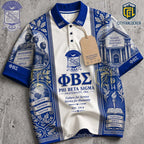 Phi Beta Sigma Blue White Fraternity Polo Shirt