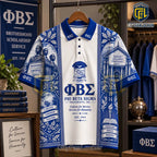 Phi Beta Sigma Blue White Fraternity Polo Shirt