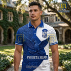 Phi Beta Sigma Fraternity 1914 Crest and Dove Royal Blue Polo Shirt