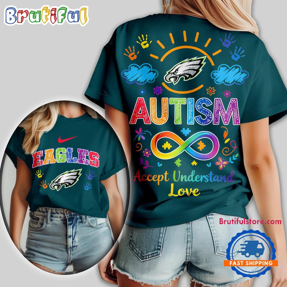 Philadelphia Eagles 2026 NFL National Autism Acceptance Month Design 3D T Shirt