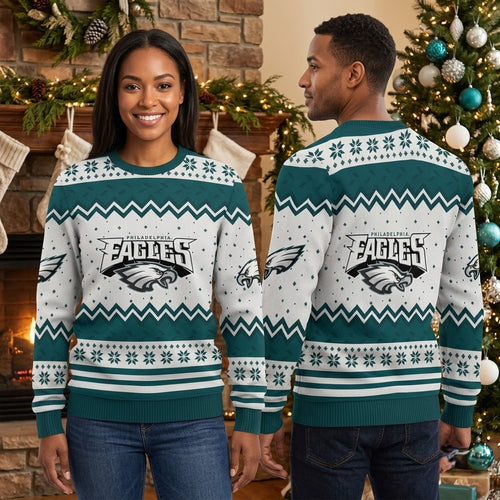 Philadelphia Eagles Eagle Logo Snowflake Ugly Christmas Sweater