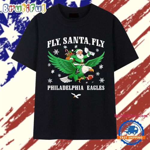 Philadelphia Eagles Fly Santa Fly Christmas T Shirt