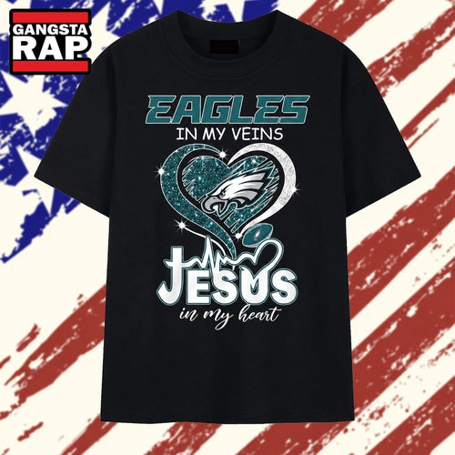 Philadelphia Eagles In My Veins Jesus In My Heart Football Fan T Shirt