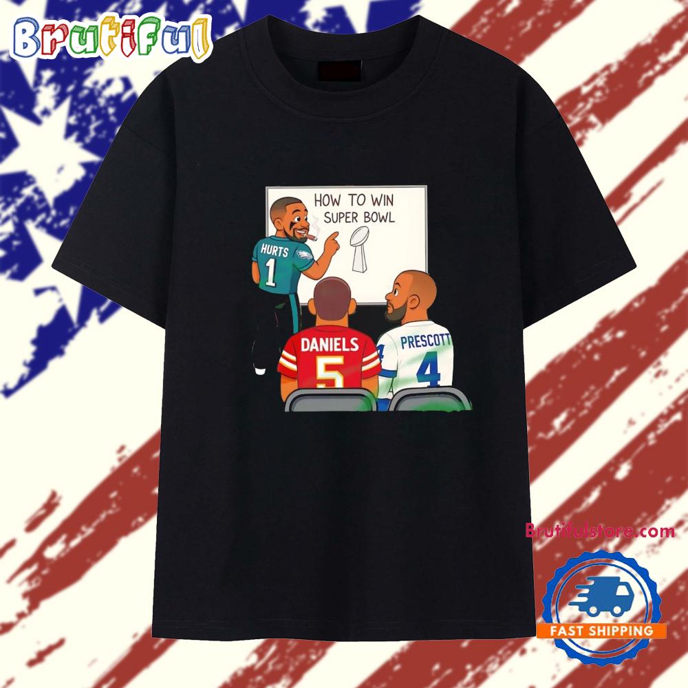 Philadelphia Eagles Jalen Hurts Teaching How To Win Super Bowl Cartoon T Shirt