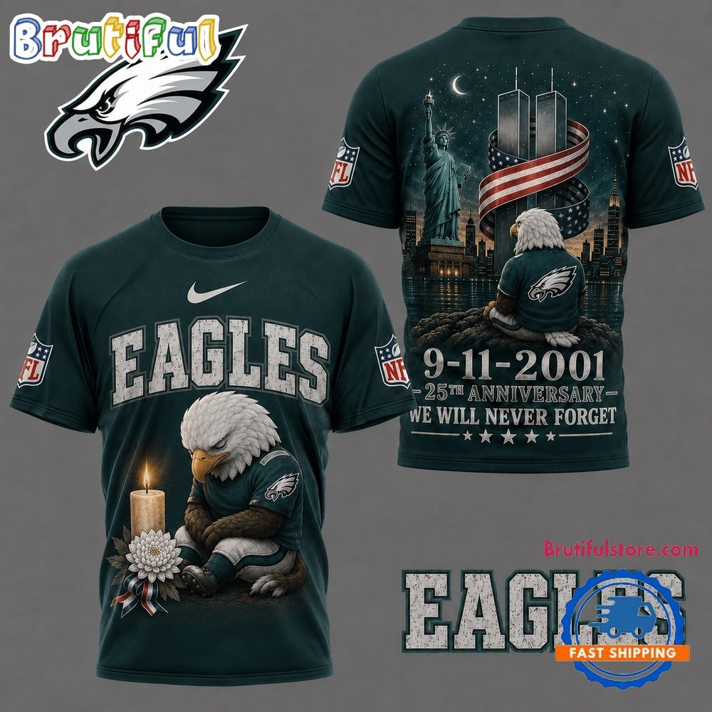 Philadelphia Eagles NFL 9 11 25th Anniversary Never Forget Memorial 3D T Shirt
