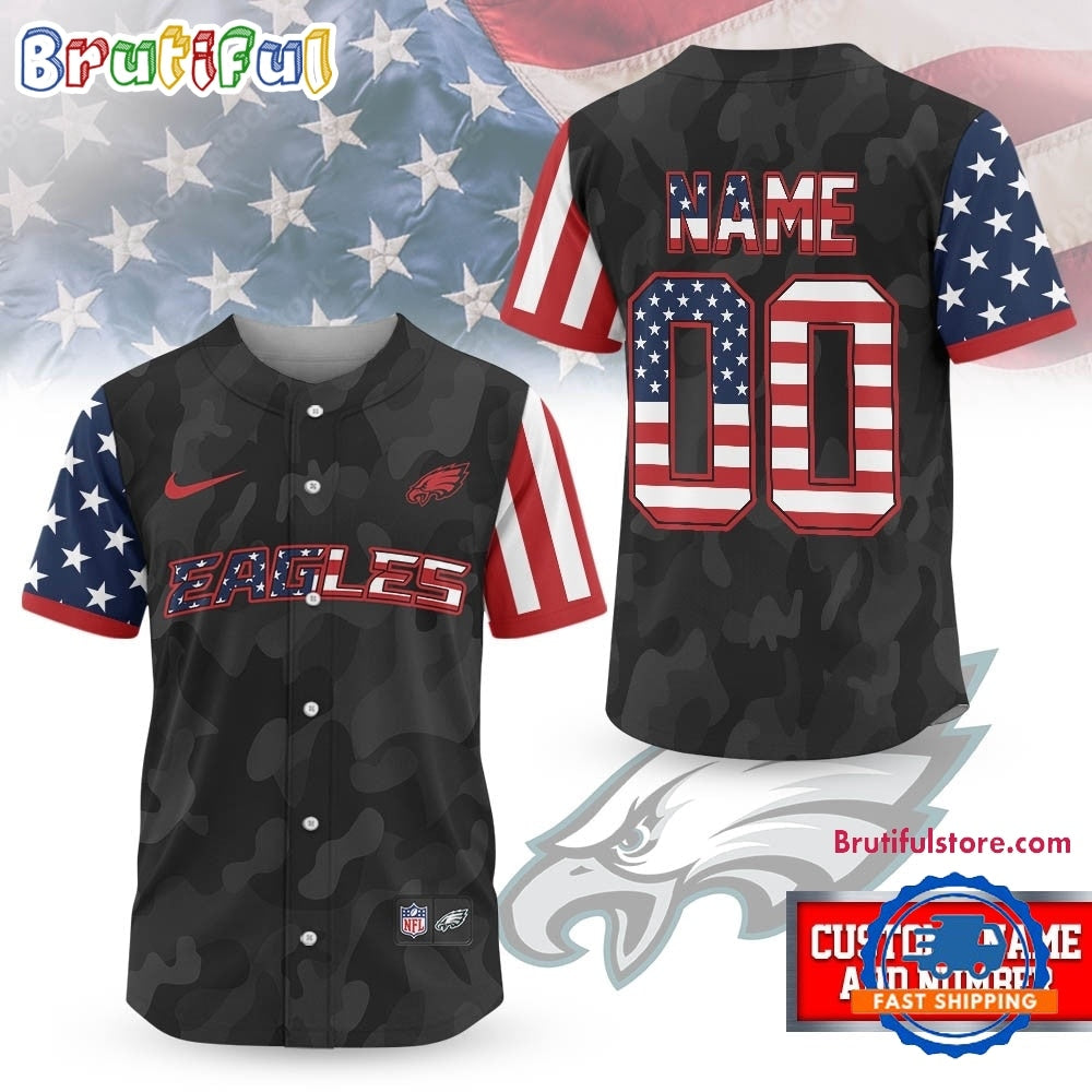 Philadelphia Eagles NFL American Pride Custom Baseball Jersey Shirt