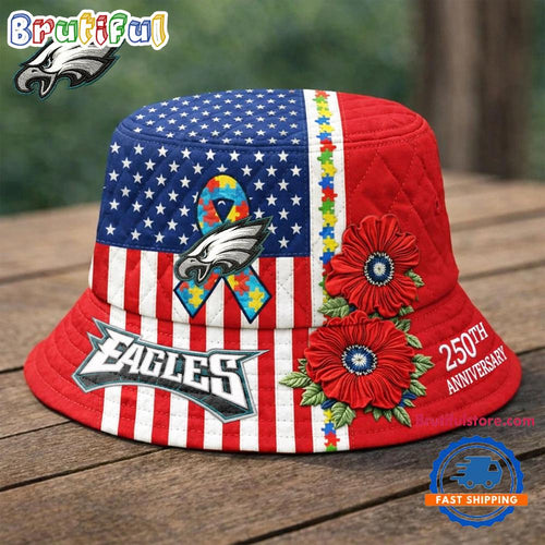 Philadelphia Eagles NFL Autism America 250th Anniversary Bucket Hat