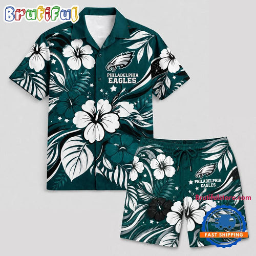 Philadelphia Eagles NFL Floral Summer Hawaiian Set