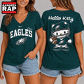 Philadelphia Eagles NFL Hello Kitty Football V Neck T Shirt
