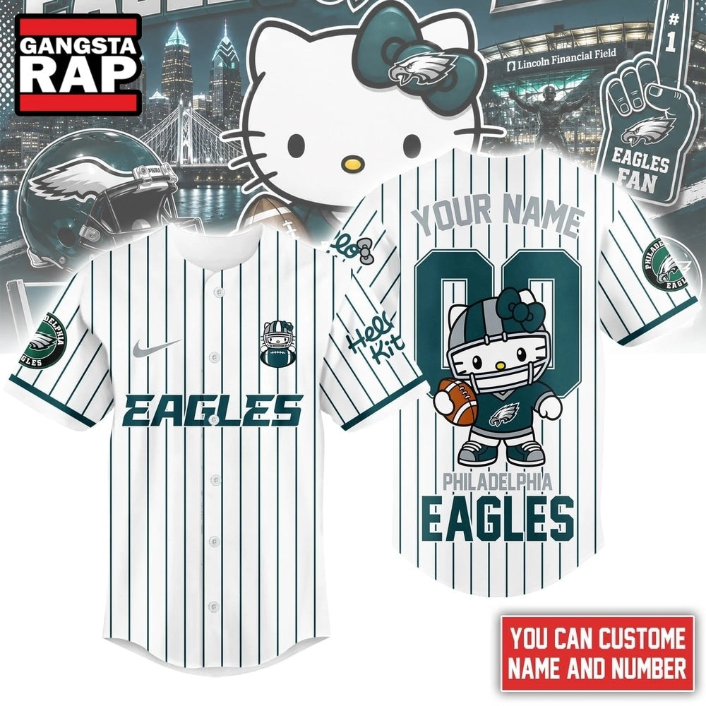 Philadelphia Eagles NFL Kitty Game Day Custom Baseball Jersey Shirt