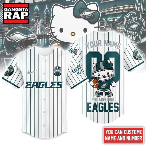 Philadelphia Eagles NFL Kitty Game Day Custom Baseball Jersey Shirt