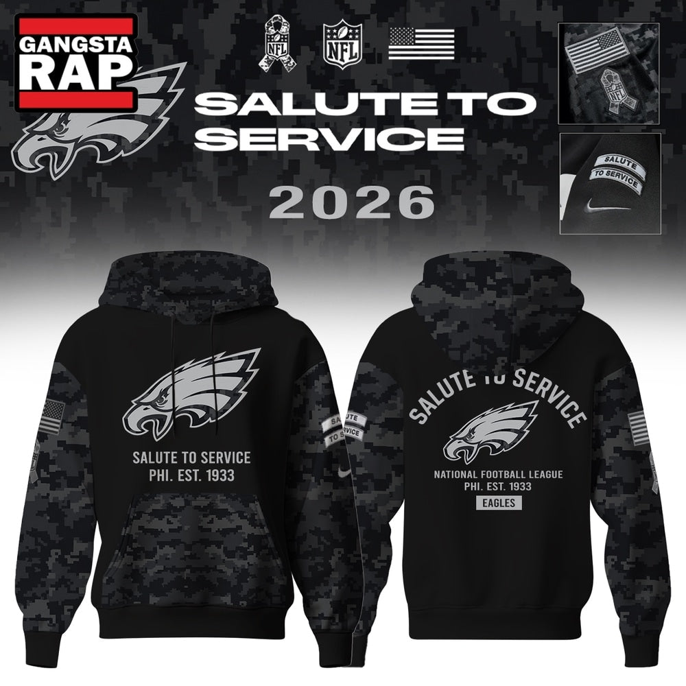 Philadelphia Eagles Salute to Service Camo 2026 Black Hoodie
