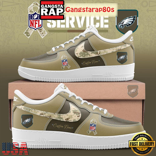 Philadelphia Eagles Salute To Service Limited Edition Custom Air Force 1 Sneakers Shoes