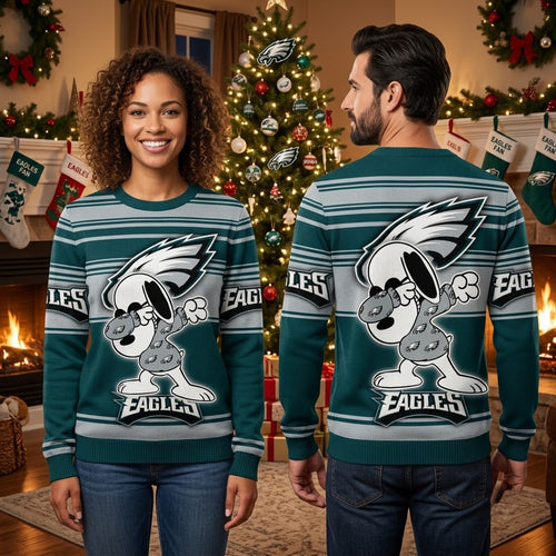Philadelphia Eagles Snoopy Dabbing Mascot Ugly Christmas Sweater