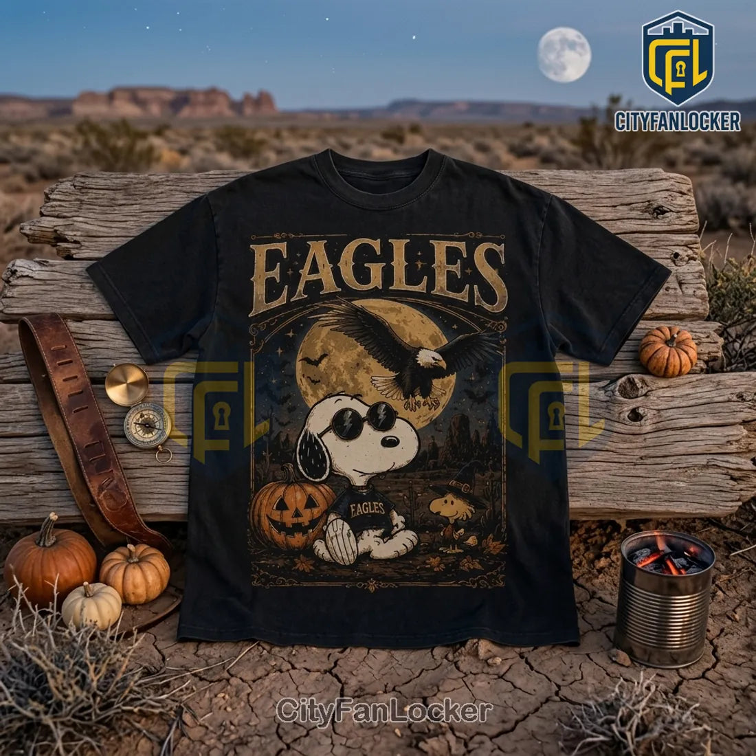 Philadelphia Eagles Snoopy Halloween Vintage Black T-Shirt